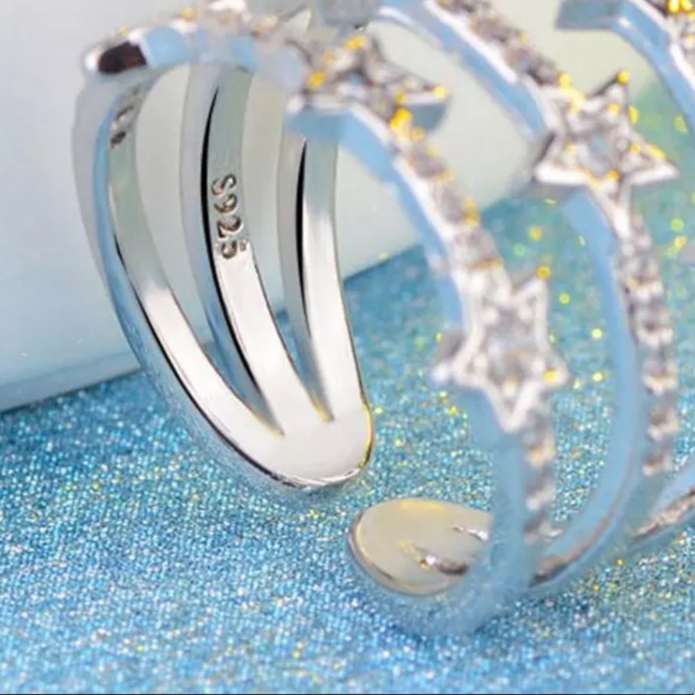 NEW 925 STERLING SILVER DIAMOND MULTI LAYER RING - Picture 4 of 5